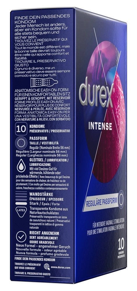 Durex - Prążkowane Prezerwatywy Miętowe Intense Orgasmic 10 szt Durex - Prążkowane Prezerwatywy Miętowe Intense Orgasmic 10 szt