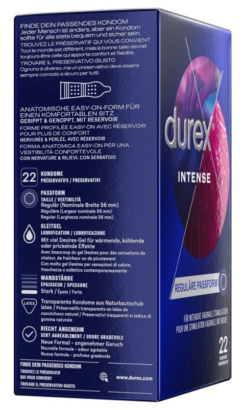 Durex - Prążkowane Prezerwatywy Miętowe Intense Orgasmic 22 szt Durex - Prążkowane Prezerwatywy Miętowe Intense Orgasmic 22 szt