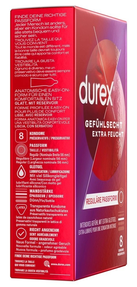 Durex - Prezerwatywy Ze Zbiorniczkiem Nawilżone Gefühl.extra lubr. 8 szt Durex - Prezerwatywy Ze Zbiorniczkiem Nawilżone Gefühl.extra lubr. 8 szt
