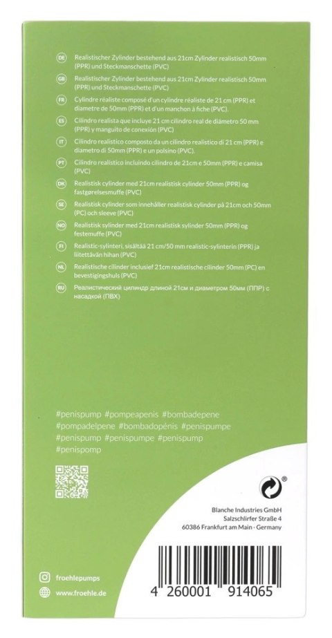 Frohle - Realistyczny Cylinder Na Penisa L 21cm Frohle - Realistyczny Cylinder Na Penisa L 21cm