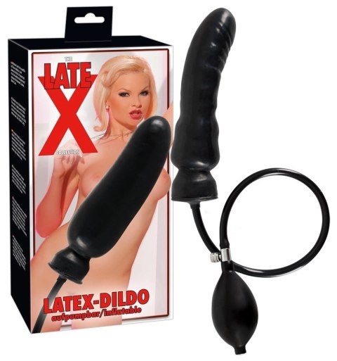 LATE X - Nadmuchiwane Lateksowe Czarne Dildo 20 CM LATE X - Nadmuchiwane Lateksowe Czarne Dildo 20 CM