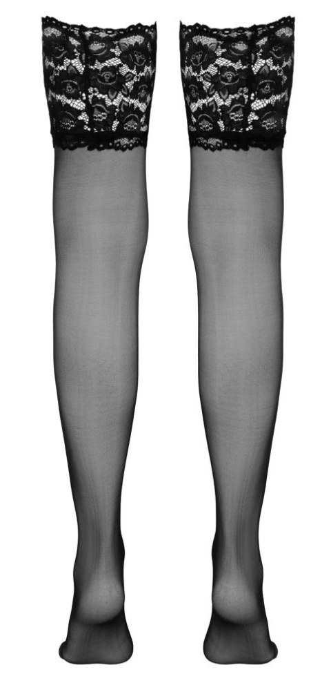 Cottelli LEGWEAR - Czarne Pończochy Z Szeroką Koronką 1 Cottelli LEGWEAR - Czarne Pończochy Z Szeroką Koronką 1