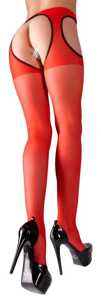 Cottelli LEGWEAR - Czerwone Rajstopy Z Pasem Do Pończoch L/XL Cottelli LEGWEAR - Czerwone Rajstopy Z Pasem Do Pończoch L/XL