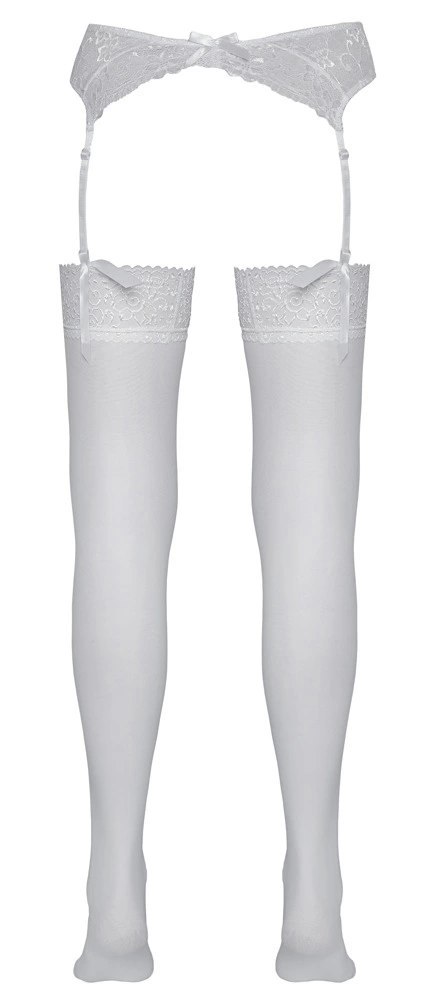 Cottelli LEGWEAR - Seksowne Białe Pończochy Z Białą Koronką 3 Cottelli LEGWEAR - Seksowne Białe Pończochy Z Białą Koronką 3