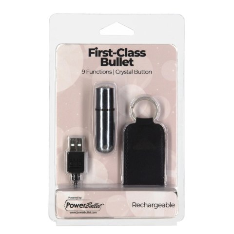 PowerBullet - Mini Wibrator 9 Funkcji Z Kryształem First Class Srebrny PowerBullet - Mini Wibrator 9 Funkcji Z Kryształem First Class Srebrny