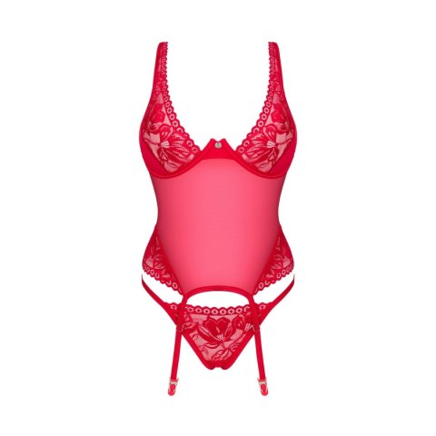 Obsessive - Czerwony Koronkowy Gorset + Stringi Lacelove M/L Obsessive - Czerwony Koronkowy Gorset + Stringi Lacelove M/L