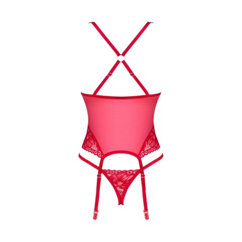Obsessive - Czerwony Koronkowy Gorset + Stringi Lacelove M/L Obsessive - Czerwony Koronkowy Gorset + Stringi Lacelove M/L