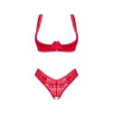 Obsessive - Koronkowy 2-Częściowy Otwarty Komplecik Lacelove Czerwony M/L
