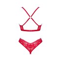 Obsessive - Koronkowy 2-Częściowy Otwarty Komplecik Lacelove Czerwony M/L