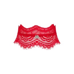 Obsessive Bergamore Choker koronkowy czerwony z zawieszką O/S