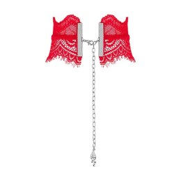 Obsessive Bergamore Choker koronkowy czerwony z zawieszką O/S