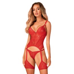 Obsessive Belovya Gorset koronkowy czerwony XL/2XL z fiszbinami