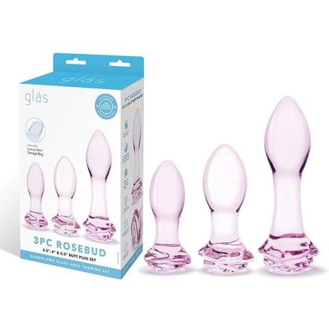 Glas - Zestaw Szklanych Zatyczek Analnych Rosebud 3 szt Glas - Zestaw Szklanych Zatyczek Analnych Rosebud 3 szt