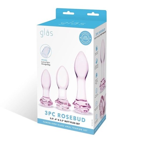Glas - Zestaw Szklanych Zatyczek Analnych Rosebud 3 szt Glas - Zestaw Szklanych Zatyczek Analnych Rosebud 3 szt