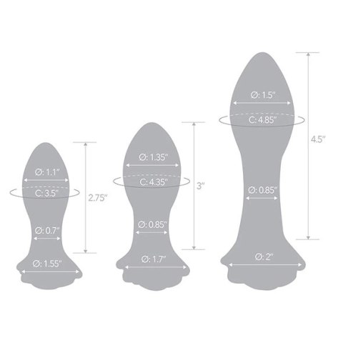 Glas - Zestaw Szklanych Zatyczek Analnych Rosebud 3 szt Glas - Zestaw Szklanych Zatyczek Analnych Rosebud 3 szt