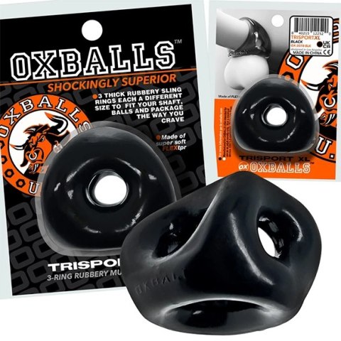 Oxballs - Tri-Sport XL Pierścień Na Penisa Z 3 Otworami Czarny Oxballs - Tri-Sport XL Pierścień Na Penisa Z 3 Otworami Czarny