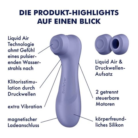 Satisfyer - Pro 2 Stymulator Z Aplikacją I Wymiennymi Końcówkami Fioletowy Satisfyer - Pro 2 Stymulator Z Aplikacją I Wymiennymi Końcówkami Fioletowy