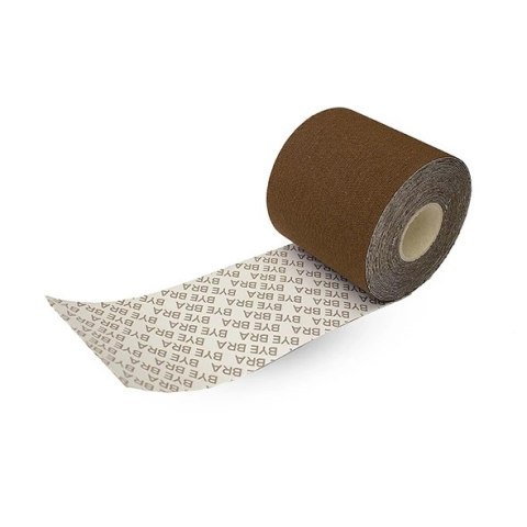 Bye Bra - Taśma Do Ciała 6,5cm x 5m + Satynowe Osłonki Na Sutki Brązowy Bye Bra - Taśma Do Ciała 6,5cm x 5m + Satynowe Osłonki Na Sutki Brązowy