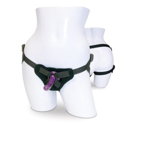 Sportsheets - Sex & Mischief Uprząż Strap-On Z Silikonowym Fioletowym Dildp Sportsheets - Sex & Mischief Uprząż Strap-On Z Silikonowym Fioletowym Dildp