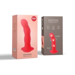 Fun Factory Bouncer Red - silikonowy model z kulkami i przyssawką, 18 cm
