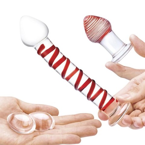 Szklane dildo, korek analny i jajeczka - Glas Mr. Swirly Set Szklane dildo, korek analny i jajeczka - Glas Mr. Swirly Set