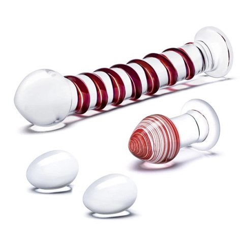 Szklane dildo, korek analny i jajeczka - Glas Mr. Swirly Set Szklane dildo, korek analny i jajeczka - Glas Mr. Swirly Set