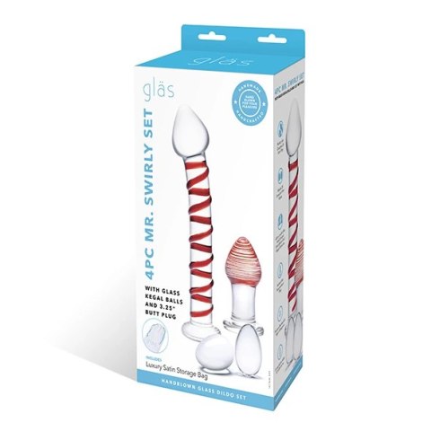 Szklane dildo, korek analny i jajeczka - Glas Mr. Swirly Set Szklane dildo, korek analny i jajeczka - Glas Mr. Swirly Set