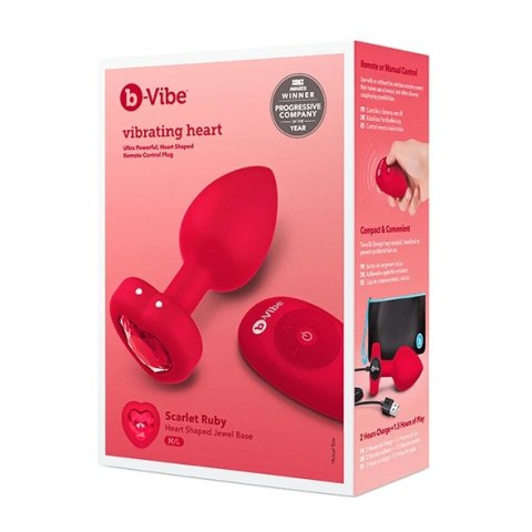 Zdalnie sterowany plug analny - B-Vibe Vibrating Heart Plug M/L Red Zdalnie sterowany plug analny - B-Vibe Vibrating Heart Plug M/L Red