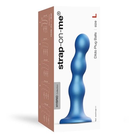 Dildo - Strap-On-Me Dildo Plug Balls Metallic Blue L Dildo - Strap-On-Me Dildo Plug Balls Metallic Blue L