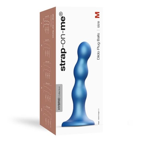 Dildo - Strap-On-Me Dildo Plug Balls Metallic Blue M Dildo - Strap-On-Me Dildo Plug Balls Metallic Blue M