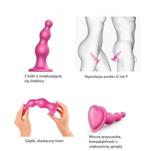 Dildo - Strap-On-Me Dildo Plug Beads Metallic Raspberry Pink M Dildo - Strap-On-Me Dildo Plug Beads Metallic Raspberry Pink M