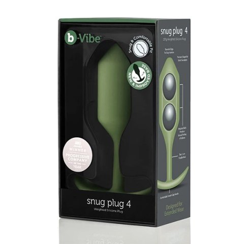 B-Vibe Snug Plug 4 Army anatomiczny korek silikonowy ciężki 255g B-Vibe Snug Plug 4 Army anatomiczny korek silikonowy ciężki 255g