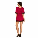 Obsessive Sensuelia Szlafrok Satynowy Czerwony L/XL z Czarną Koronką