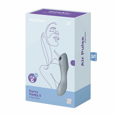 Wibrator z masażerem powietrznym - Satisfyer Curvy Trinity 3 Blue Grey Wibrator z masażerem powietrznym - Satisfyer Curvy Trinity 3 Blue Grey