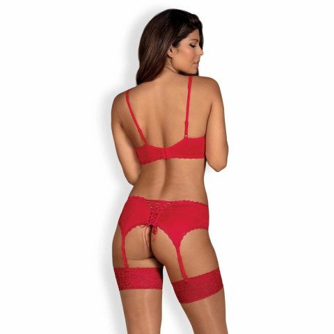 Obsessive Jolierose Set Red S/M - trzyczęściowy komplet z koronką Obsessive Jolierose Set Red S/M - trzyczęściowy komplet z koronką