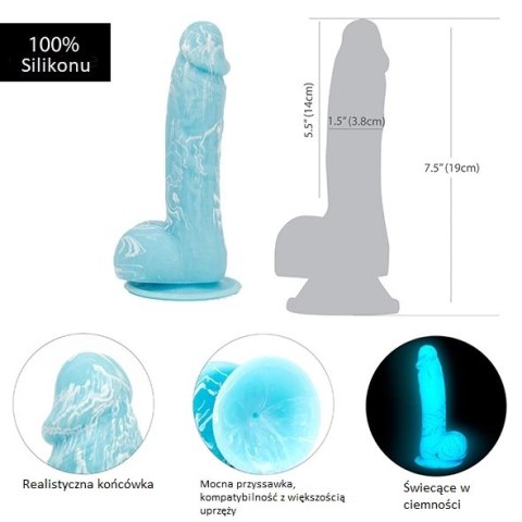 Dildo - Addiction Luke Dong 19 cm Glow in the Dark Blue Dildo - Addiction Luke Dong 19 cm Glow in the Dark Blue
