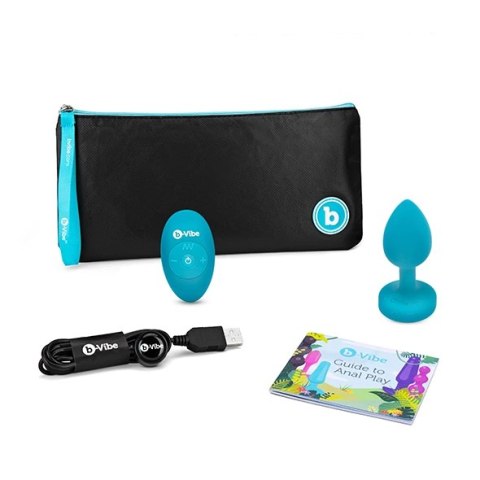 Zdalnie sterowany plug analny - B-Vibe Vibrating Jewel Plug S/M Aquamarine Zdalnie sterowany plug analny - B-Vibe Vibrating Jewel Plug S/M Aquamarine