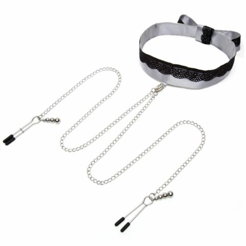 Obroża z zaciskami na sutki - Fifty Shades of Grey Play Nice Satin Collar & Nipple Clamps Obroża z zaciskami na sutki - Fifty Shades of Grey Play Nice Satin Collar & Nipple Clamps