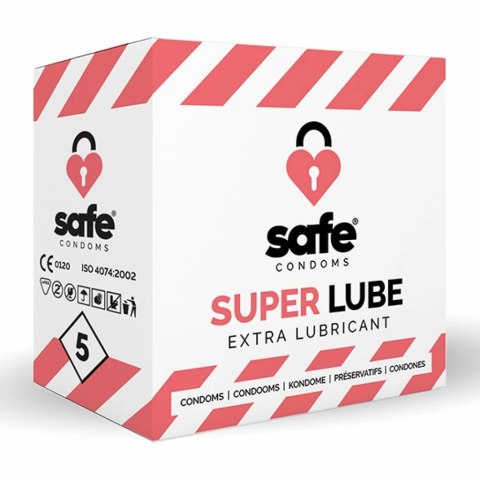 Prezerwatywy nawilżane - Safe Super Lube 5 szt Prezerwatywy nawilżane - Safe Super Lube 5 szt