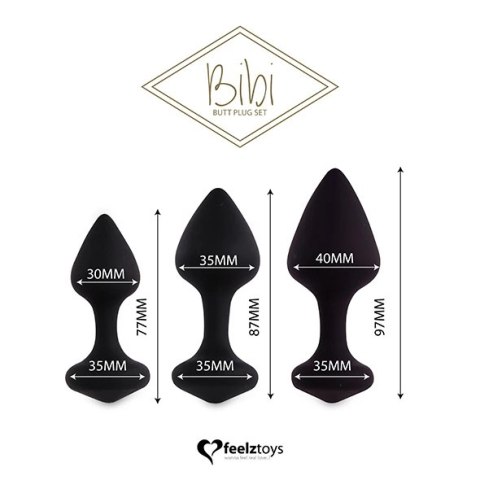 Zestaw plugów analnych - FeelzToys Bibi Black 3 szt Zestaw plugów analnych - FeelzToys Bibi Black 3 szt