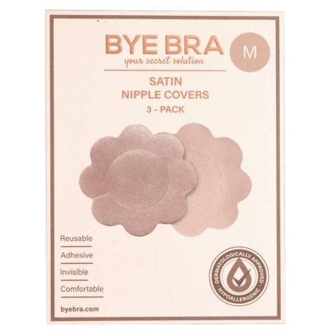 Osłonki materiałowe - Bye Bra Satin Nipple Covers M Nude 3 pary Osłonki materiałowe - Bye Bra Satin Nipple Covers M Nude 3 pary