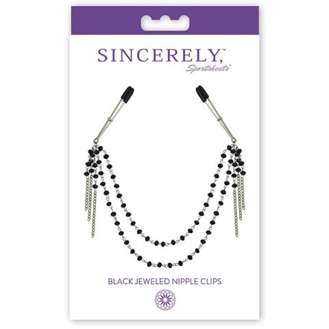 Zaciski na sutki - Sportsheets Sincerely Black Jeweled Nipple Clips Zaciski na sutki - Sportsheets Sincerely Black Jeweled Nipple Clips