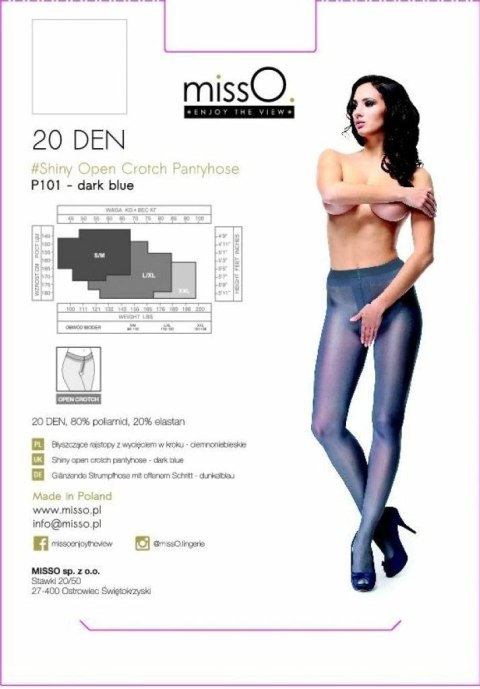 Rajstopy z wycięciem - MissO P101 Ciemnoniebieskie S/M Rajstopy z wycięciem - MissO P101 Ciemnoniebieskie S/M