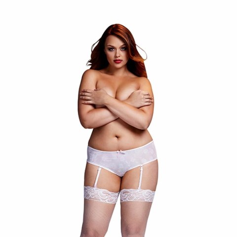 Szorty z otwartym krokiem - Baci Rose Crotchless Boyshort White XL Szorty z otwartym krokiem - Baci Rose Crotchless Boyshort White XL