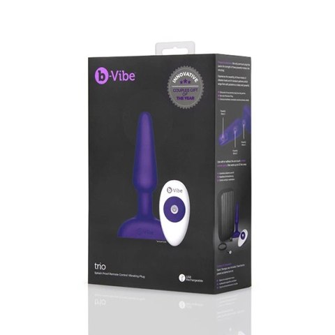 Zdalnie sterowany plug analny - B-Vibe Trio Plug Purple Zdalnie sterowany plug analny - B-Vibe Trio Plug Purple