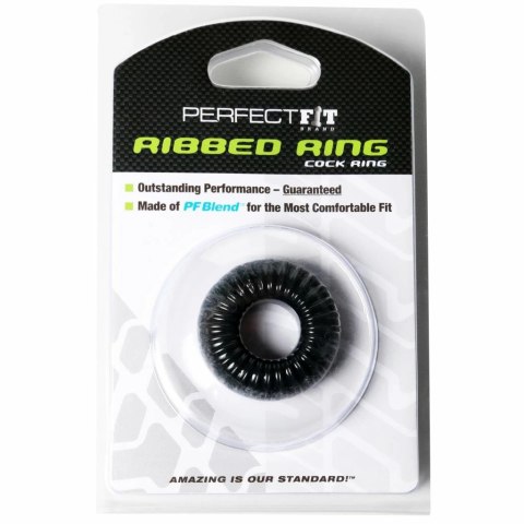 Pierścień na penisa - Perfect Fit Ribbed Ring Black Czarny Pierścień na penisa - Perfect Fit Ribbed Ring Black Czarny