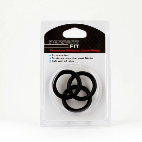 Pierścienie silikonowe - Perfect Fit Silicone 3 Ring Kit XL Black Pierścienie silikonowe - Perfect Fit Silicone 3 Ring Kit XL Black