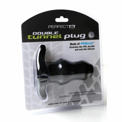 Plug analny podwójny tunel - Perfect Fit Double Tunnel Plug Large Black Czarny Duży Plug analny podwójny tunel - Perfect Fit Double Tunnel Plug Large Black Czarny Duży