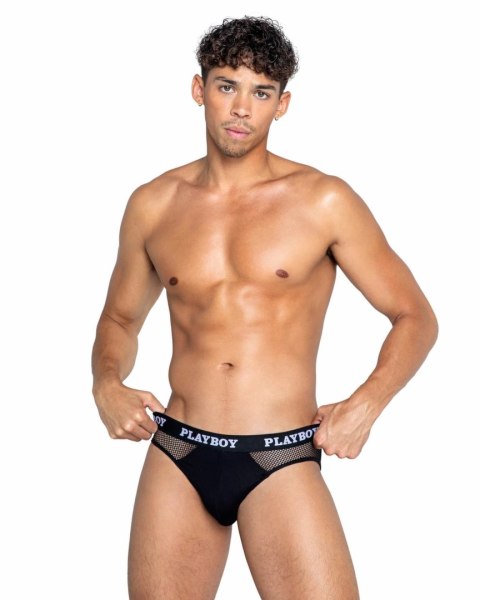 Playboy Lingerie Mens Dark Room Briefs czarne komfortowe slipy Playboy Lingerie Mens Dark Room Briefs czarne komfortowe slipy