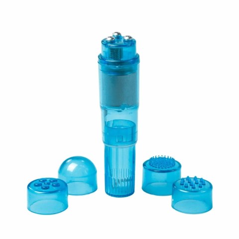 EasyToys Pocket Rocket Blue - Kompaktowy masażer intymny z 4 nasadkami EasyToys Pocket Rocket Blue - Kompaktowy masażer intymny z 4 nasadkami